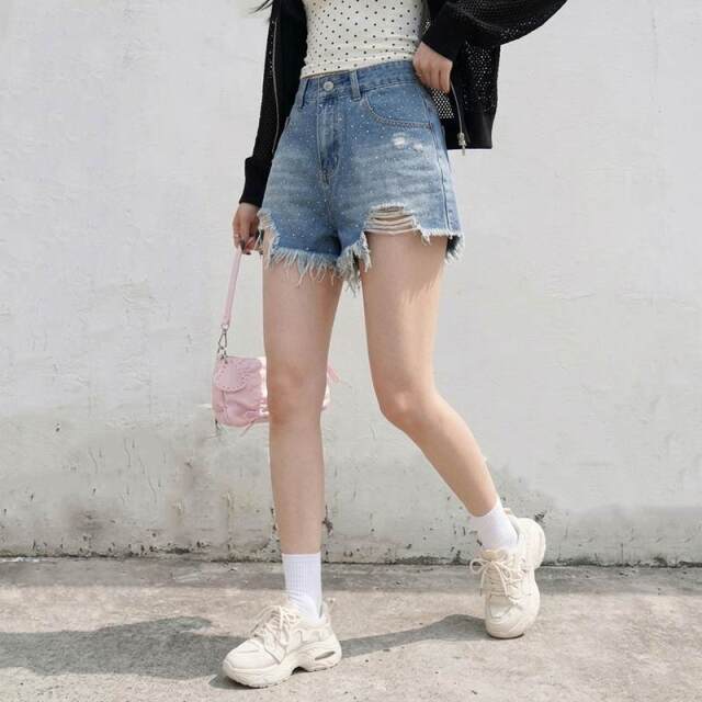 ストーンデニムショートパンツ