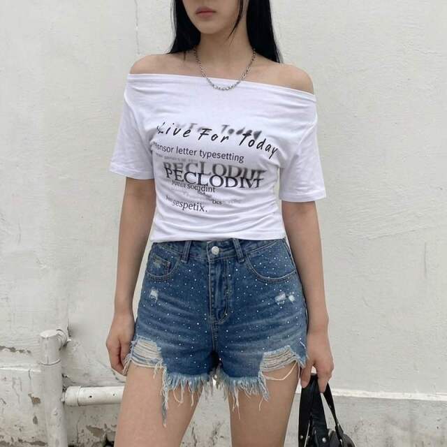 ストーンデニムショートパンツ