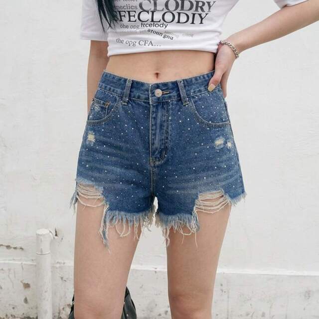ストーンデニムショートパンツ
