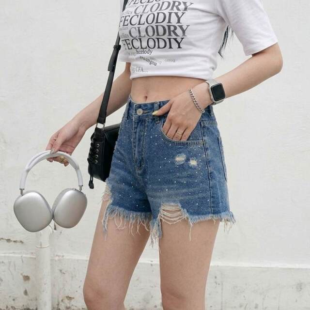 ストーンデニムショートパンツ