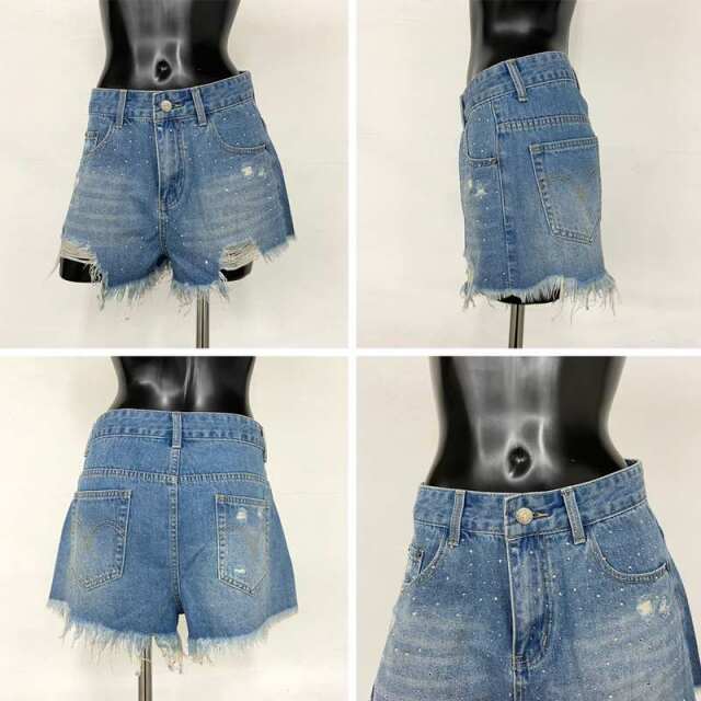 ストーンデニムショートパンツ
