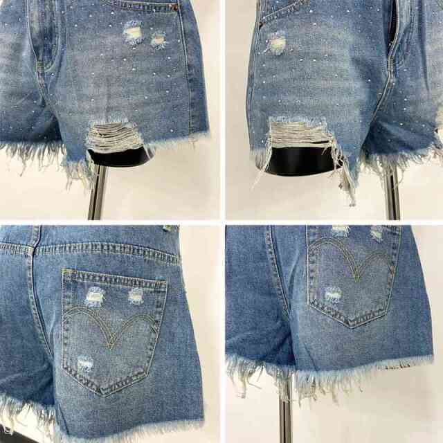 ストーンデニムショートパンツ