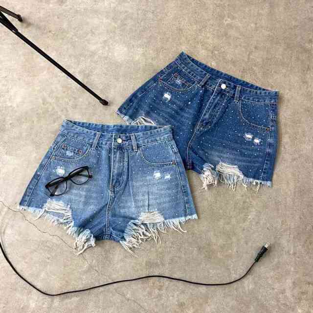 ストーンデニムショートパンツ