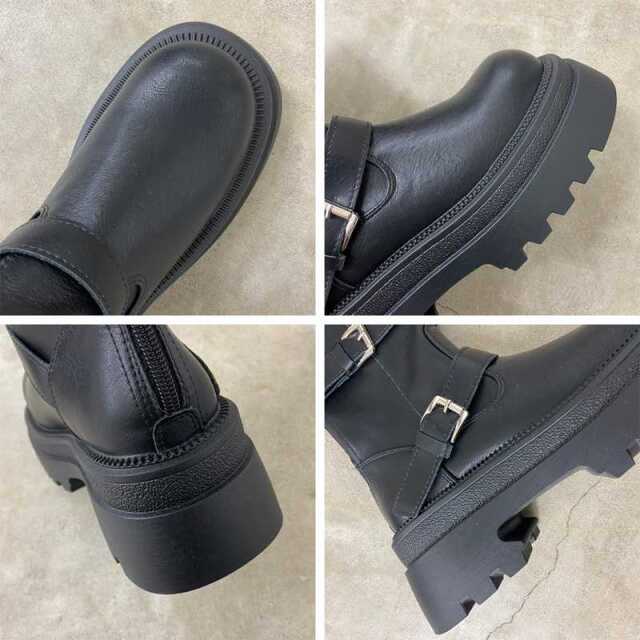 バックル厚底ブーツ