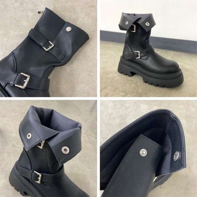 バックル厚底ブーツ