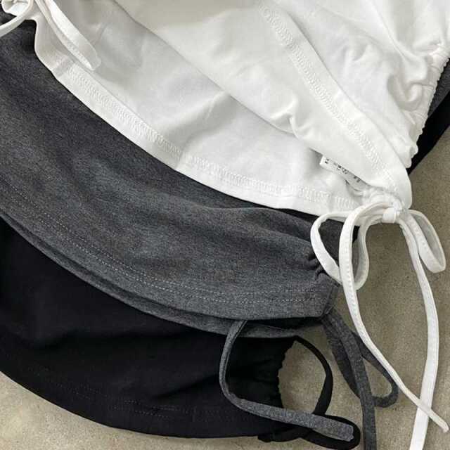 襟チェックサイドドロストトップス