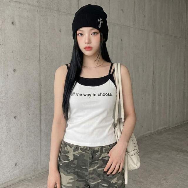 配色アンサンブル風キャミソール