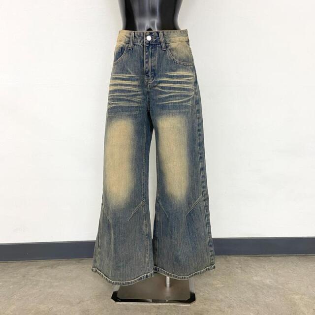 デニムタックストレートパンツ