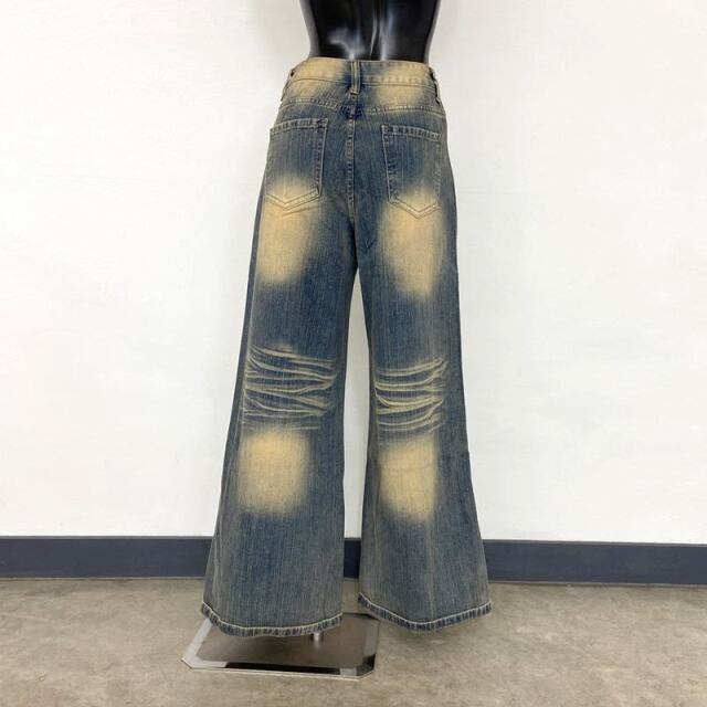 デニムタックストレートパンツ