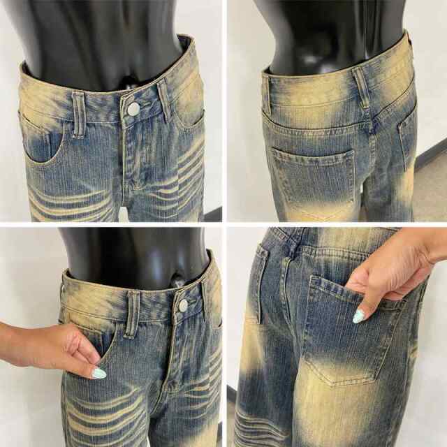 デニムタックストレートパンツ