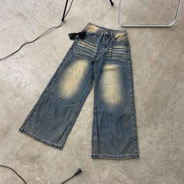 デニムタックストレートパンツ