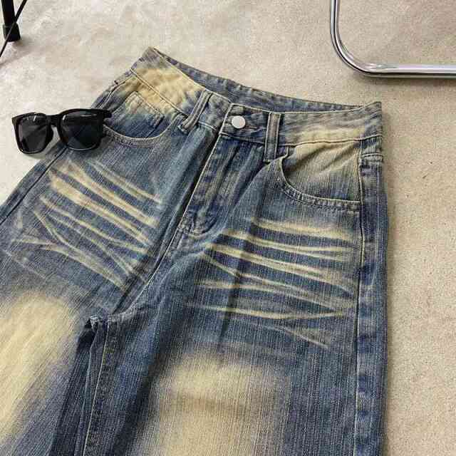 デニムタックストレートパンツ