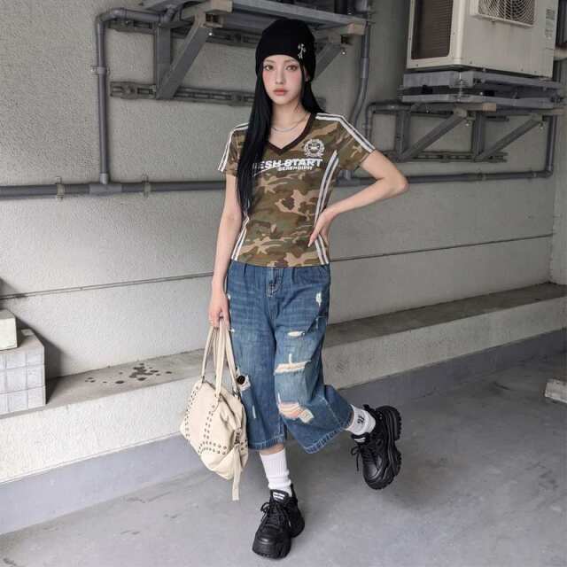 迷彩シルバーロゴTシャツ
