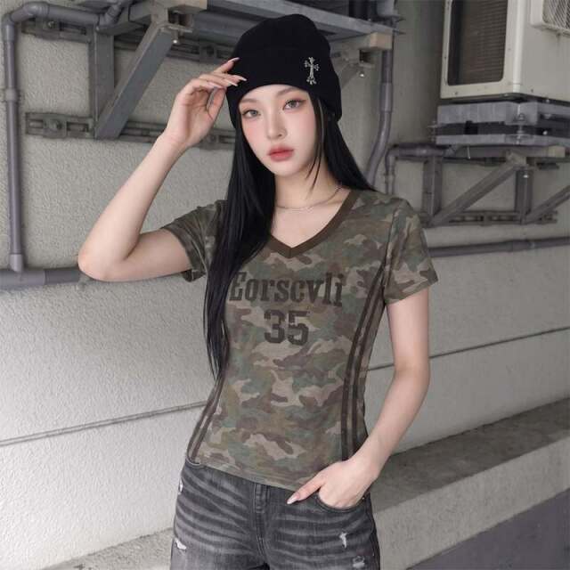 迷彩ナンバリングTシャツ