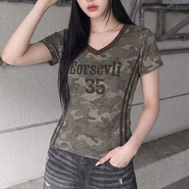 迷彩ナンバリングTシャツ