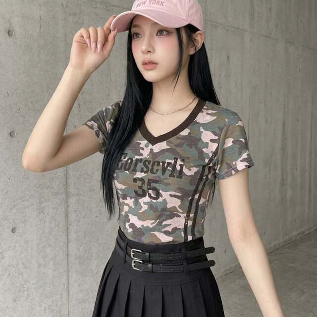 迷彩ナンバリングTシャツ