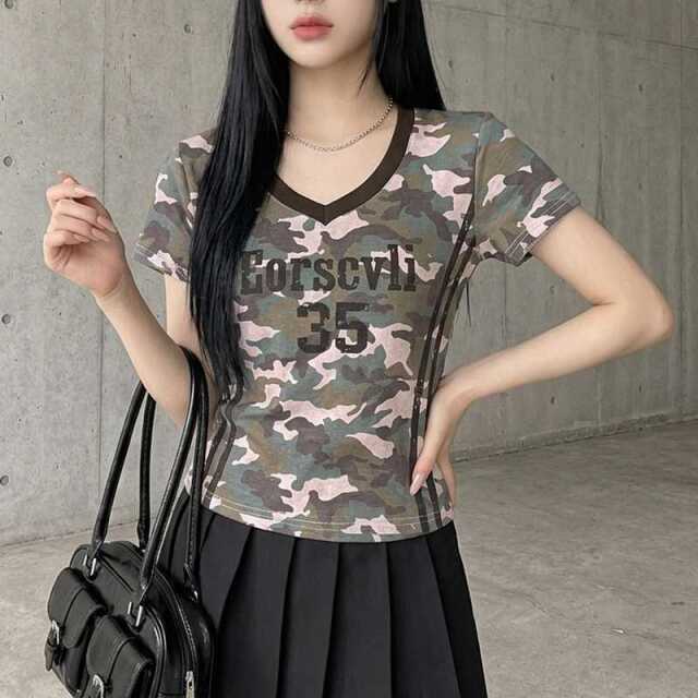 迷彩ナンバリングTシャツ
