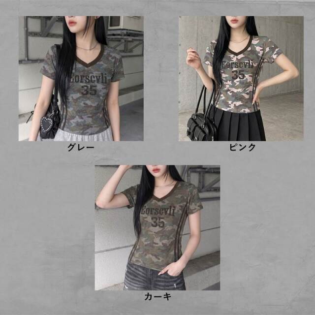 迷彩ナンバリングTシャツ