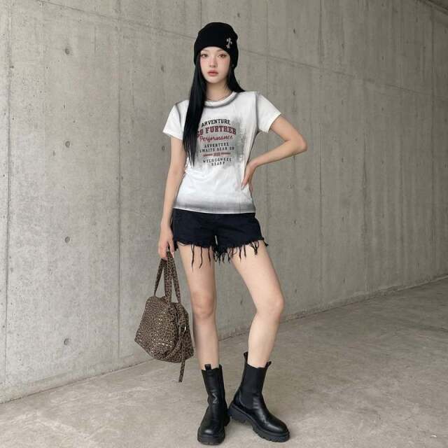 配色ロゴムラTシャツ