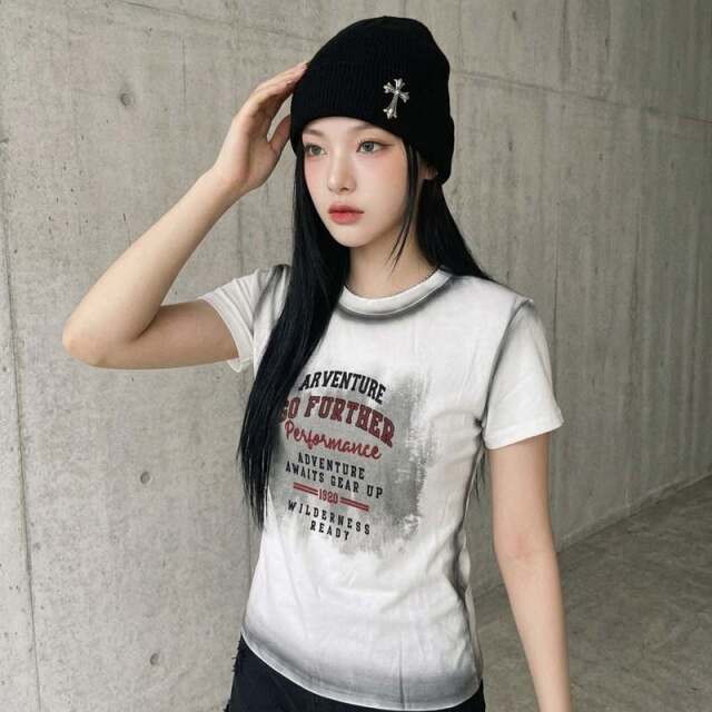 配色ロゴムラTシャツ