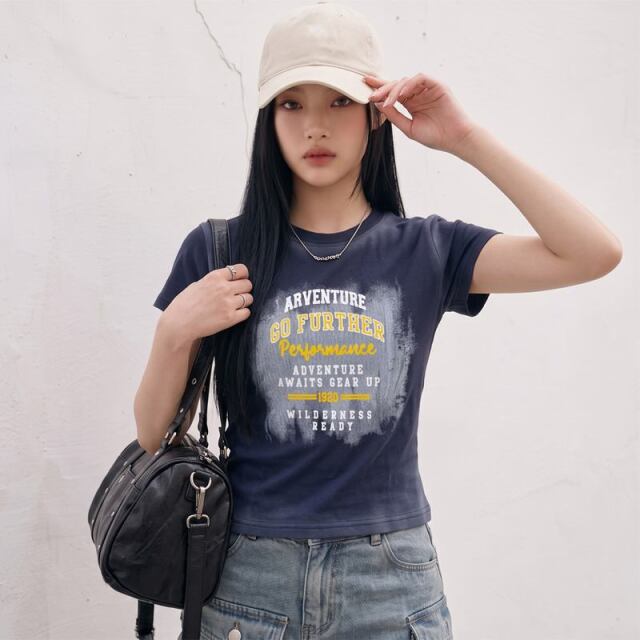 配色ロゴムラTシャツ