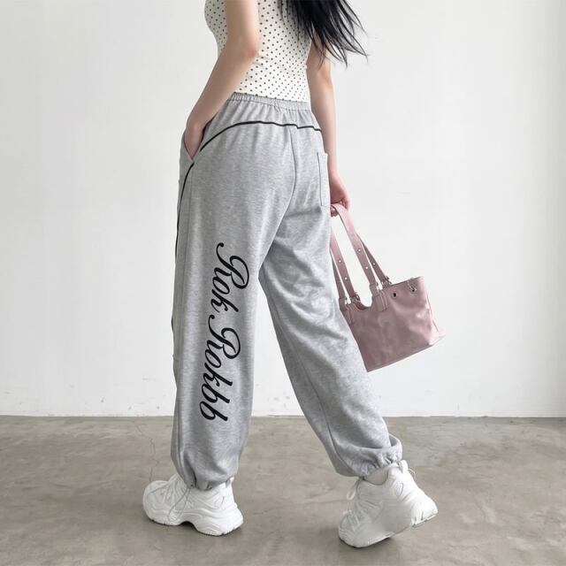 パイピングバックロゴパンツ