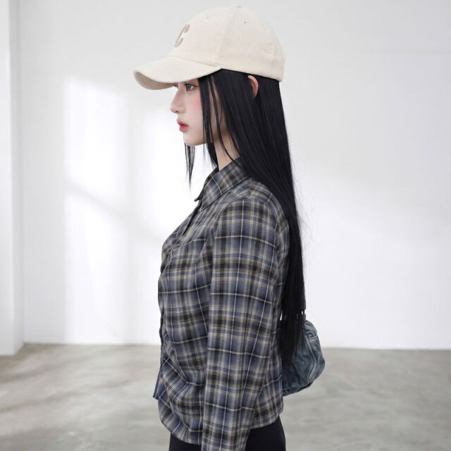 フロントタックチェックシャツ