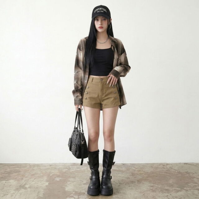 ボタンショートパンツ