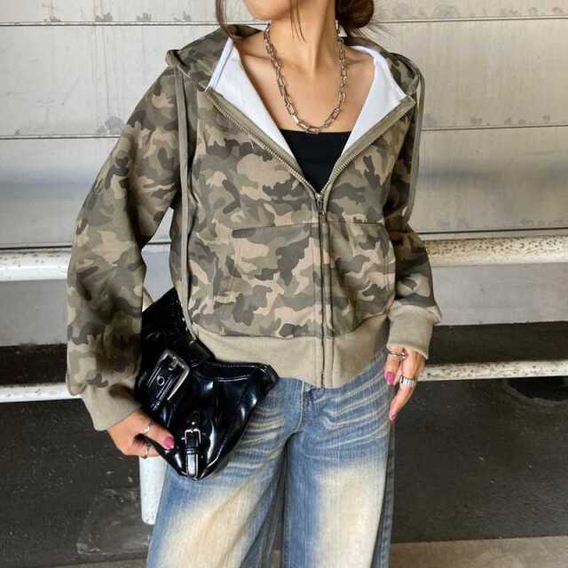 迷彩ジップパーカー