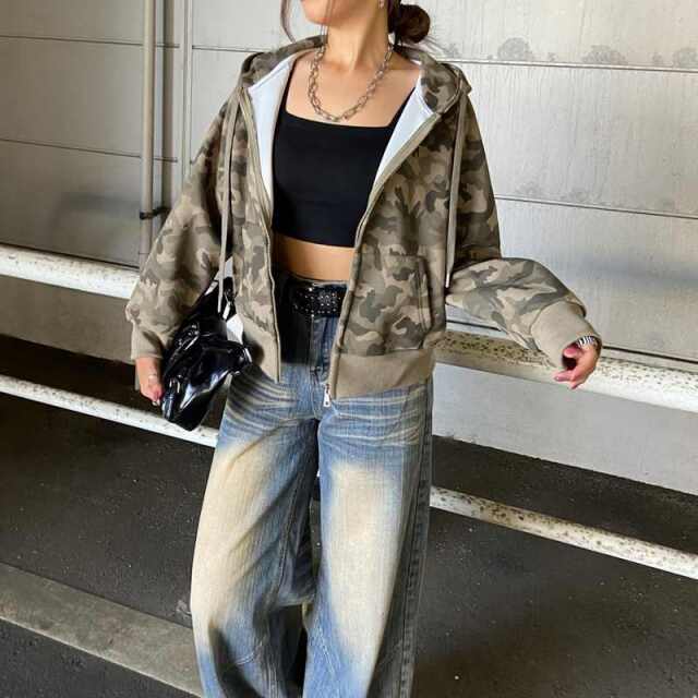 迷彩ジップパーカー