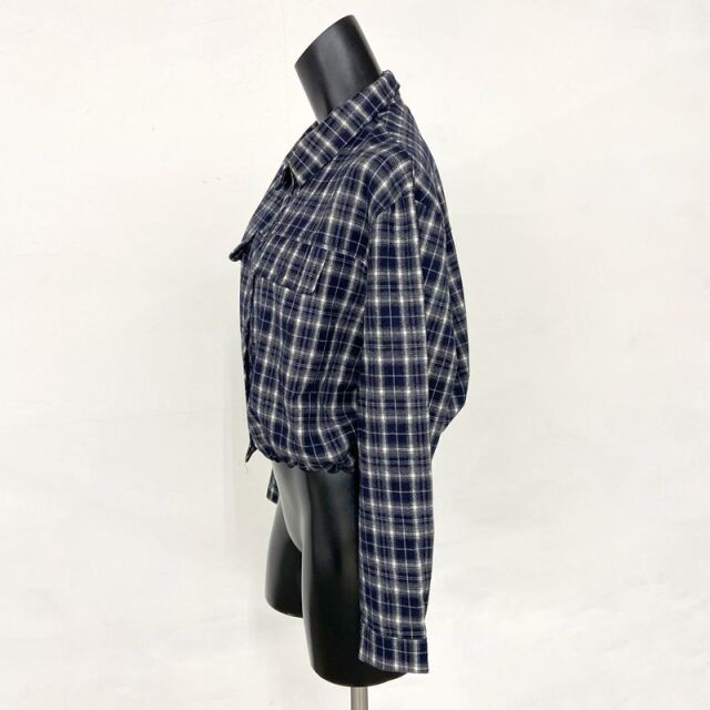 チェック裾ドロストショートシャツ