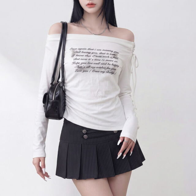 ロゴオフショルダースピンドルTシャツ