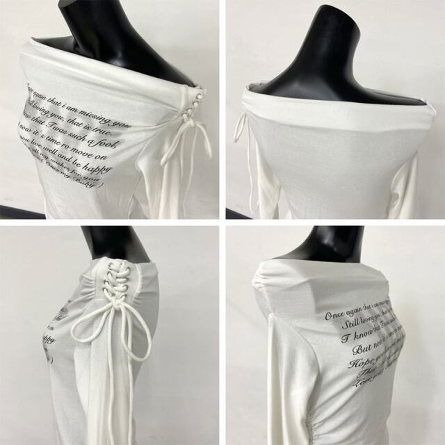 ロゴオフショルダースピンドルTシャツ