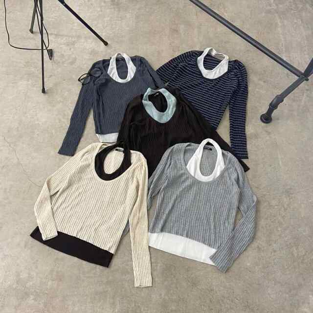 リブアンサンブル風トップス
