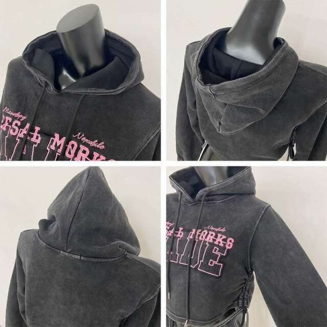 ブリーチロゴ刺繍フードプルオーバー