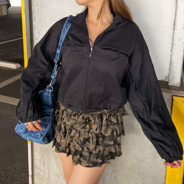 メッシュ切替ブルゾン