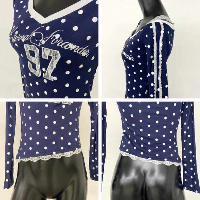 ドットナンバリングオフショルダーTシャツ