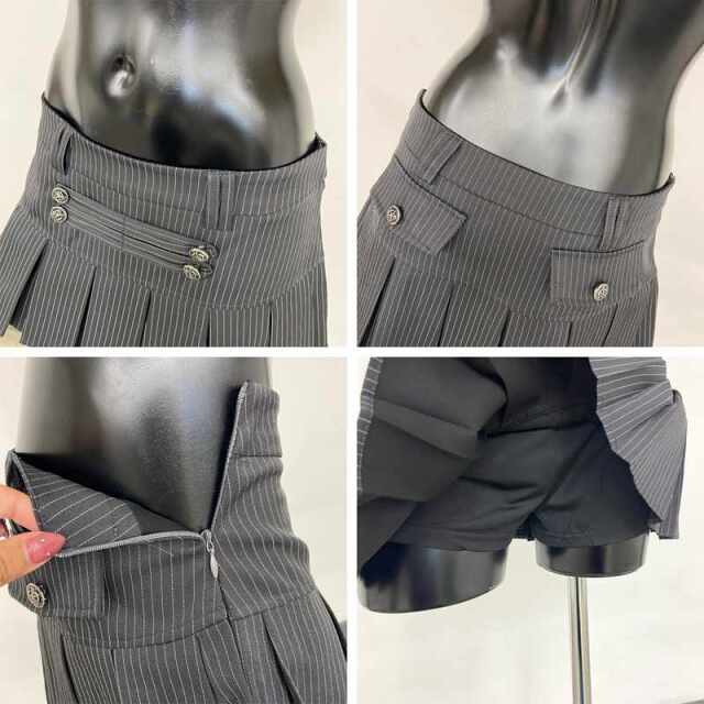 ボタンストライプスカート