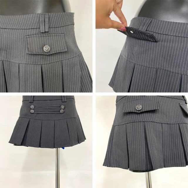 ボタンストライプスカート