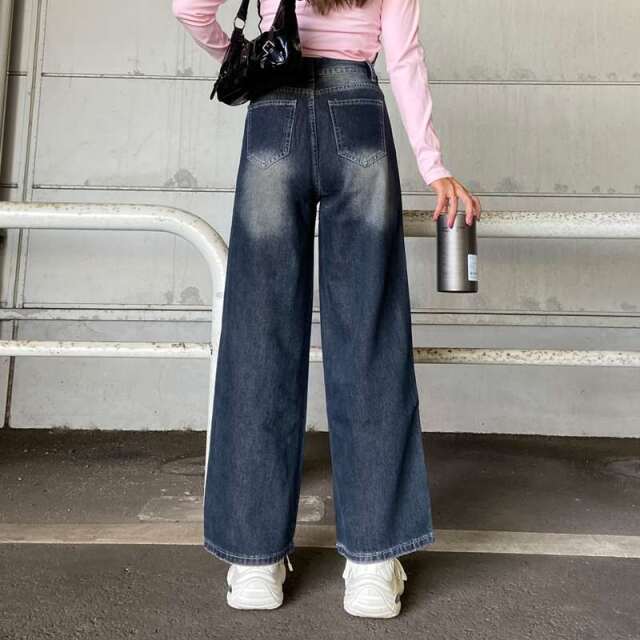 サイドラインデニムワイドパンツ