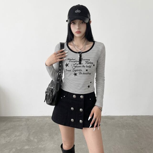 ボーダーヘンリーTシャツ