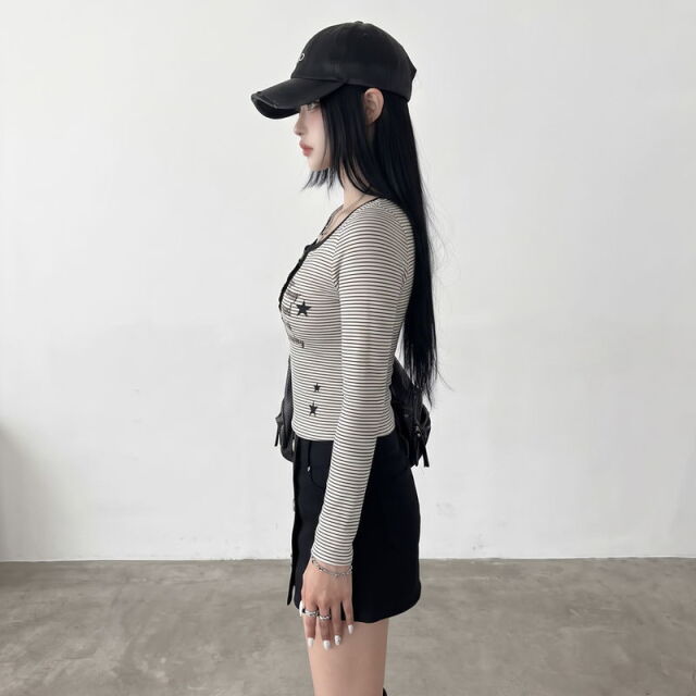 ボーダーヘンリーTシャツ