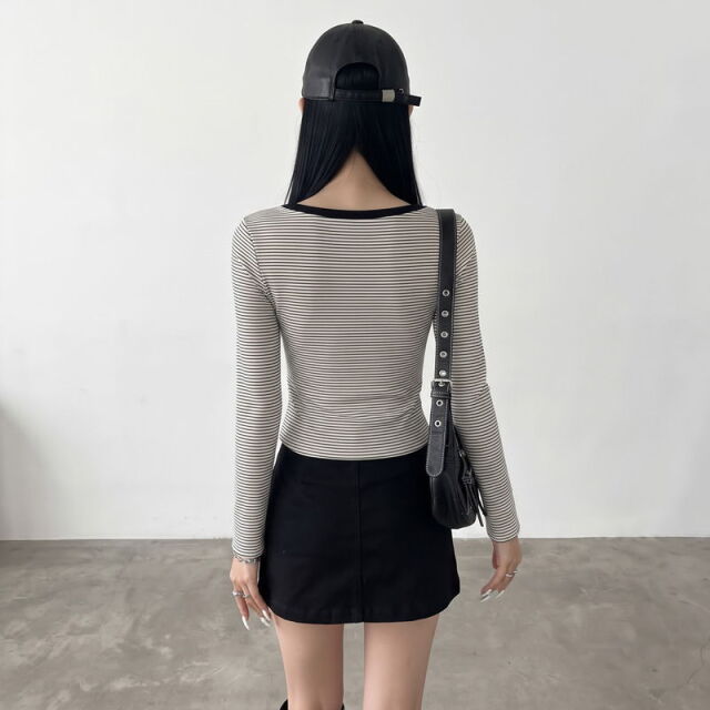 ボーダーヘンリーTシャツ
