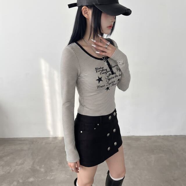 ボーダーヘンリーTシャツ