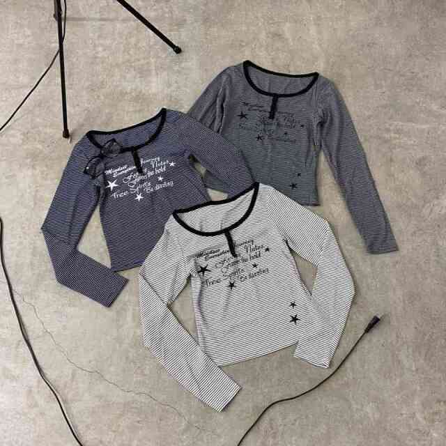 ボーダーヘンリーTシャツ