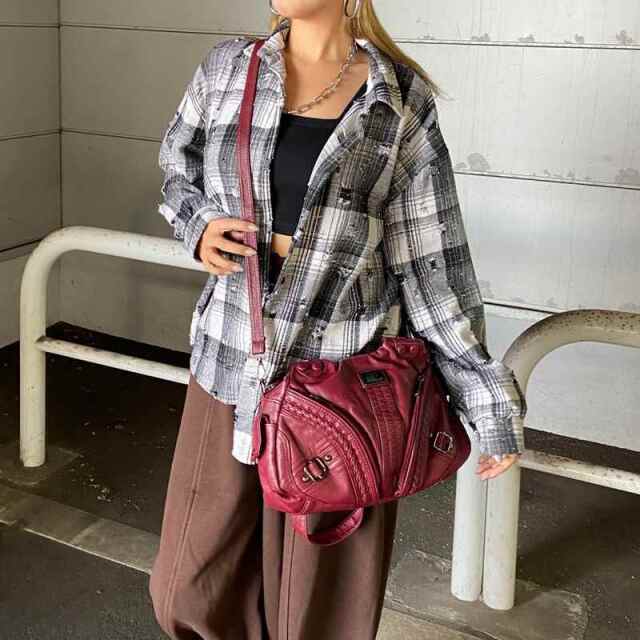 プレート合成皮革バッグ