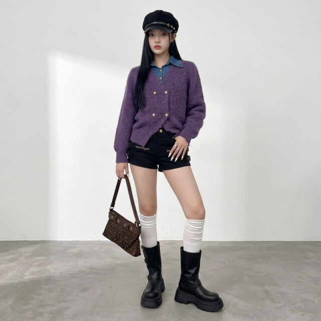 デニム切替プルオーバー