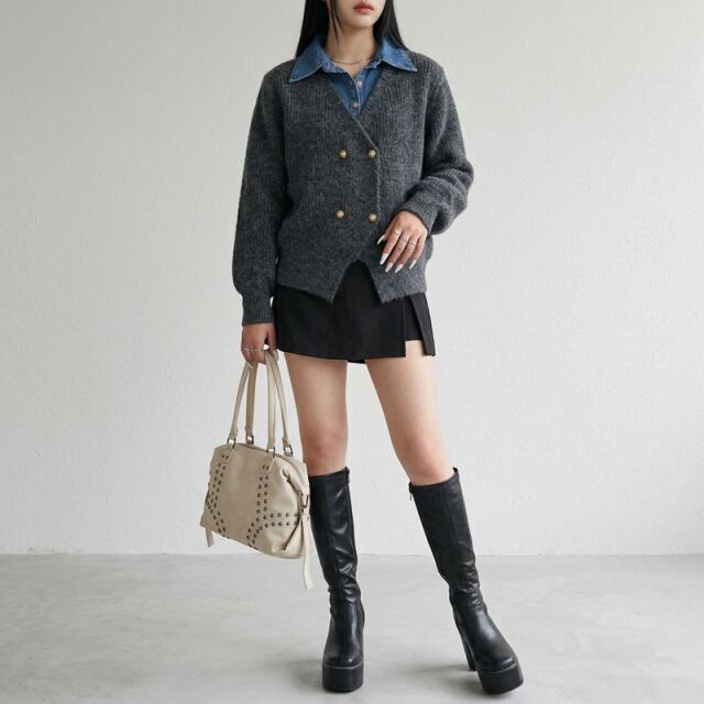 デニム切替プルオーバー