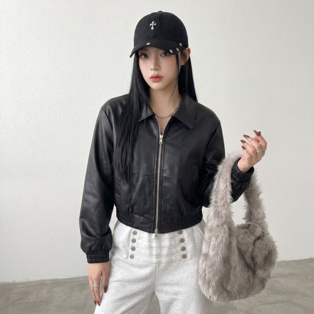 合成皮革ショートジャケット