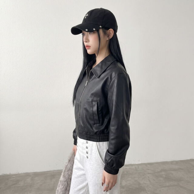 合成皮革ショートジャケット